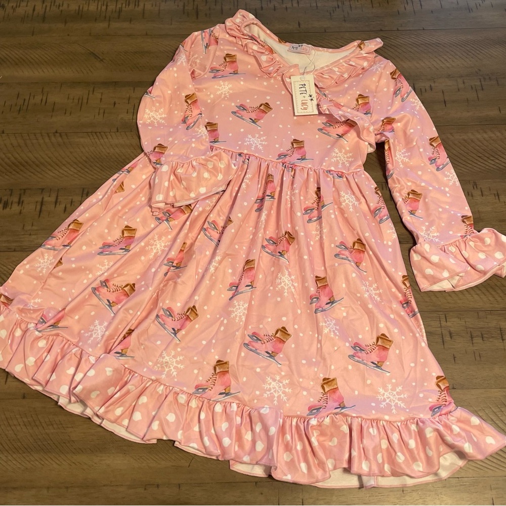 Pink Ice Skater Kids Casual Dress
